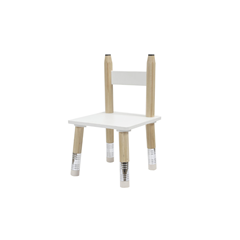 Set Pencil Table + 2 Chairs – White & Wood/Silver
