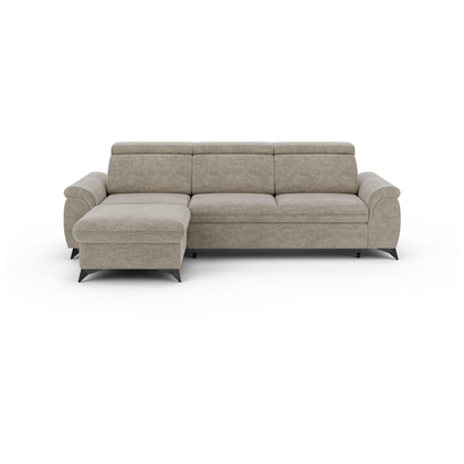 Sofa LH with Adjustable Headrests & Storage -  Grey