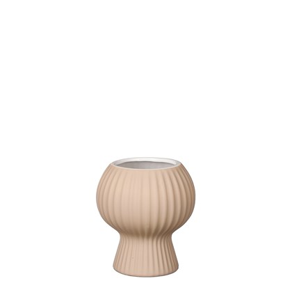 Round Light Ochre Vase - 14.5x13cm
