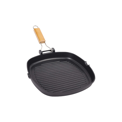 Non-Stick Grill Pan with Wooden Handle 24 x 24 cm