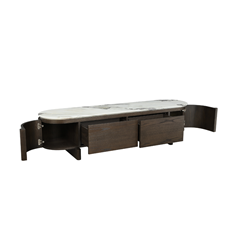 TV Stand – Ceramic Marble Effect & White Oak Veneer