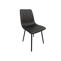 Chair Fabric Black Metal Legs - Dark Grey