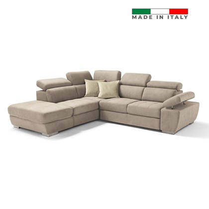 L Shape Sofa Bed Adjustable Headrests and Armrests with Container