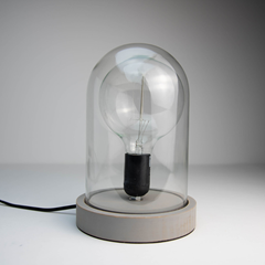 Glass Dome Wood E27 Industrial Table Lamp