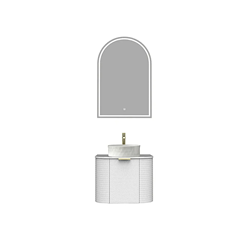 Bathroom Vanity Unit Matt White 60x41cm - White Porcelain Slab (3B)