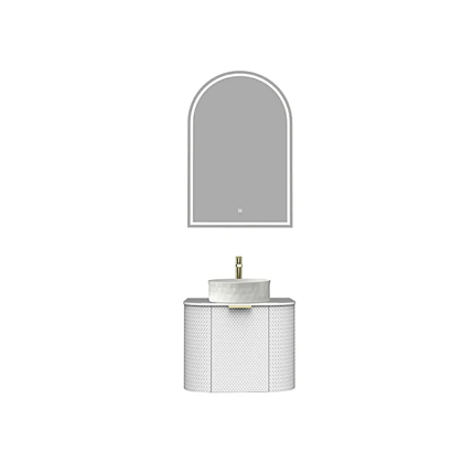 Bathroom Vanity Unit Matt White 60x41cm - White Porcelain Slab