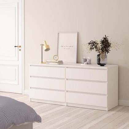 White Naia Double Dresser 6 Drawers