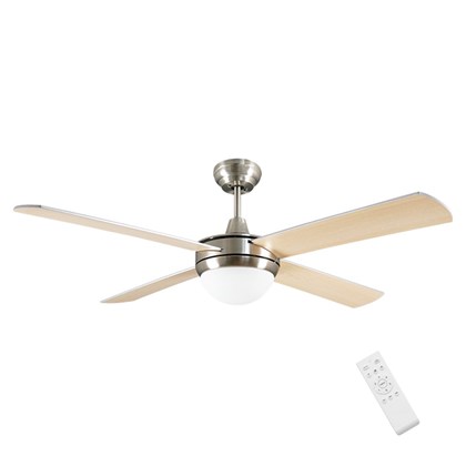 Victoria Nickel & Light Wood Ceiling Fan with Light