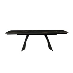 Extendable Dining Table - Black-Gold Ceramic Top 165 x (40 +40) x 90 x76 cm