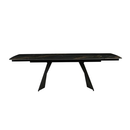 Extendable Dining Table - Black-Gold Ceramic Top 165 x (40 +40) x 90 x76 cm