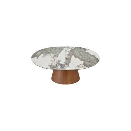 Extendable Dining Table 160-200 x 90 x 76 cm Ceramic Top - Walnut Colour