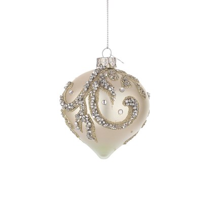 Droplet Pearl White Glass Ornament