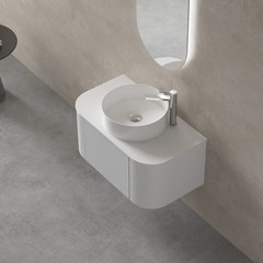 Bathroom Vanity Unit Matt White 60x36cm - Round Ceramic Basin (3B)