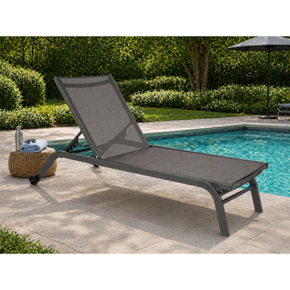 Folding Sun Lounger Aluminum  - Dark Grey