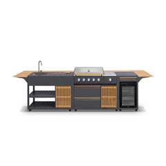Outdoor Kitchen 3 in 1 with Fridge,  Chef Worktop and Grill