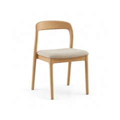 V Chair – Fabric & White Wax Wood Frame