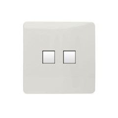 Trendi 2 Gang Modern Glossy Screwless PC Socket Silver