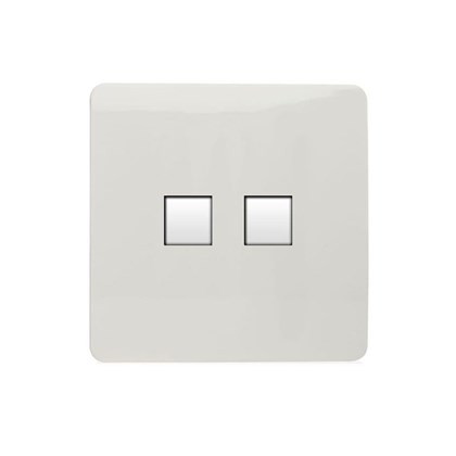 Trendi 2 Gang Modern Glossy Screwless PC Socket Silver