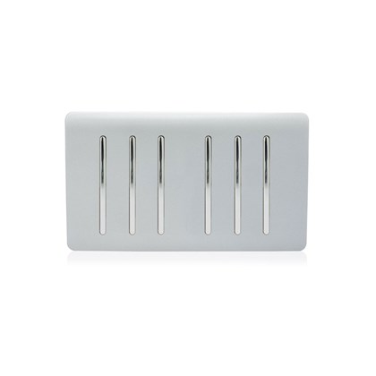Trendi Switch 6 Gang 2 Way Double Plate Silver
