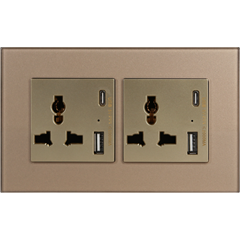 2 Gang 13Amp Socket Usb-C Gold Temp Glas