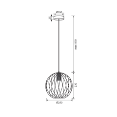 Pendant Metal with Wire Shade E27 Black