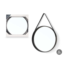 Round Hanging Mirror – Black