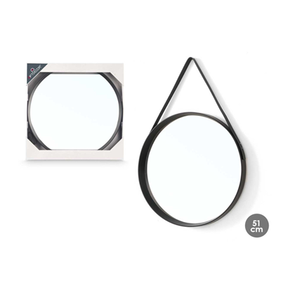 Round Hanging Mirror – Black