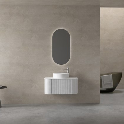Bathroom Vanity Unit Matt White 60x36cm - Round Ceramic Basin