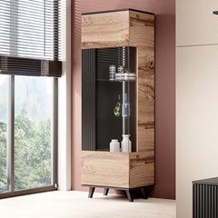 Display Cabinet W-1 Black Slat & Oak
