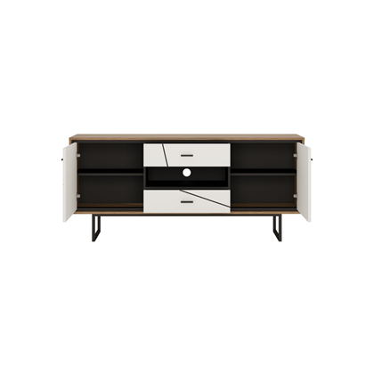 Sideboard/TV Unit – Cat Oak/Black Panel/White