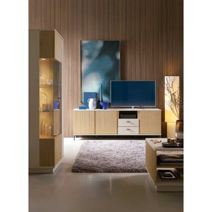 TV Unit 3 Doors 2 Drawers – Cashmere & Cremona Oak
