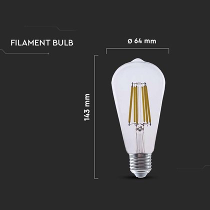 LED Bulb 4W Filament E27 ST64 Clear Cover 3000K