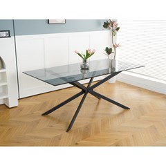 Dining Table 180x90x75cm Black Glass