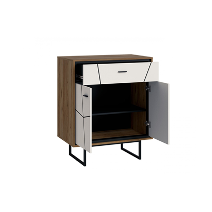 Bedsite/Sideboard 2 Doors, 1 Drawer – Oak, Black & White