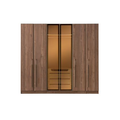 6 Door Wardrobe – Walnut & Travertene