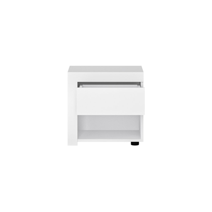 Left-sided Bedside Table 1 Shelf – White Alpin & High Gloss
