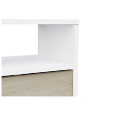 1-Door 1-Drawer Bedside Chest – Matt White & Oak