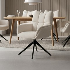 Swivel Dining Chair – White Fabric