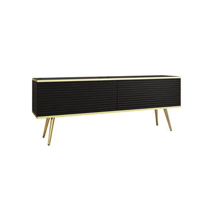 TV Unit MDF with Gold Legs – Black