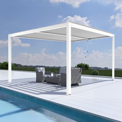 Aluminium Pergola 4x4m with Curtain - White