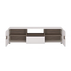 TV Unit Linate 2-Door 1-Drawer – White Gloss & Truffle Oak