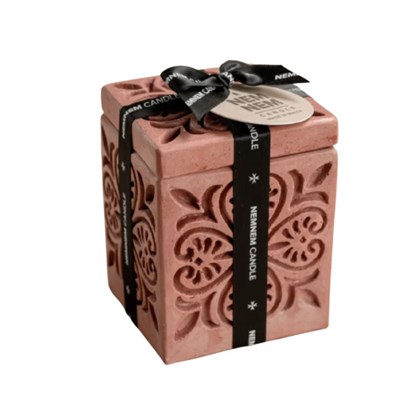 Heart Small Cube Candle Jar - Pink Mango Orchid