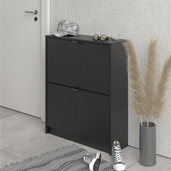 Shoes Cabinet 2 Tilting Doors Matt Black