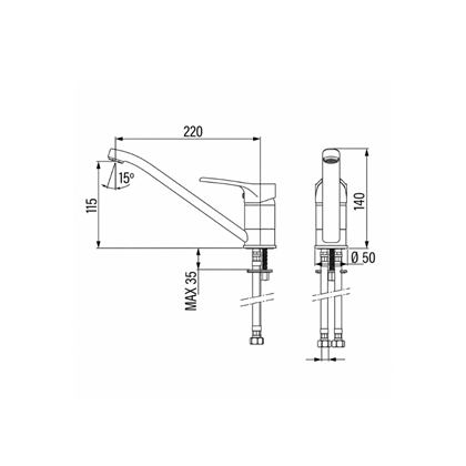 Low Spout Mixer - Stainless Steel