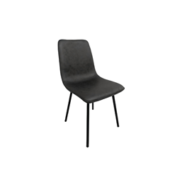 Chair Fabric Black Metal Legs - Dark Grey