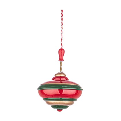 Sienna Red Green Spinning Top Ornament