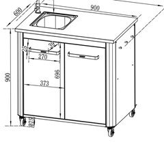 Outdoor Kitchen 90 With Sink and Tap