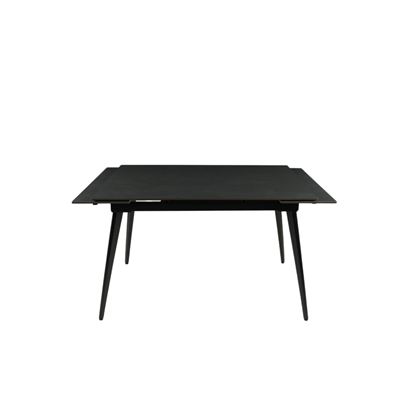 Extendable Dining Table - Grey Ceramic Stone Top with Black Frame
