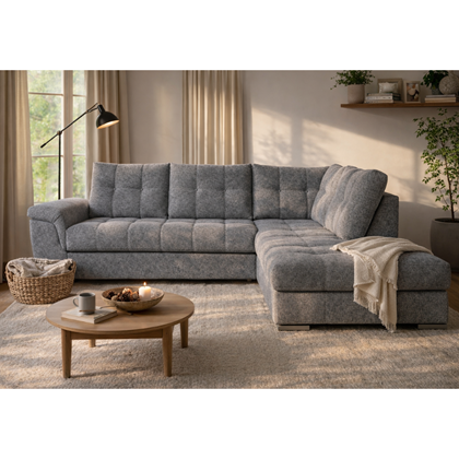 Sofa 3-Seater with Pull-Out Bed & Right Storage – Dark Grey