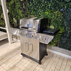 3 Burner Gas Grill Brushed Steel Finish W Side Burner